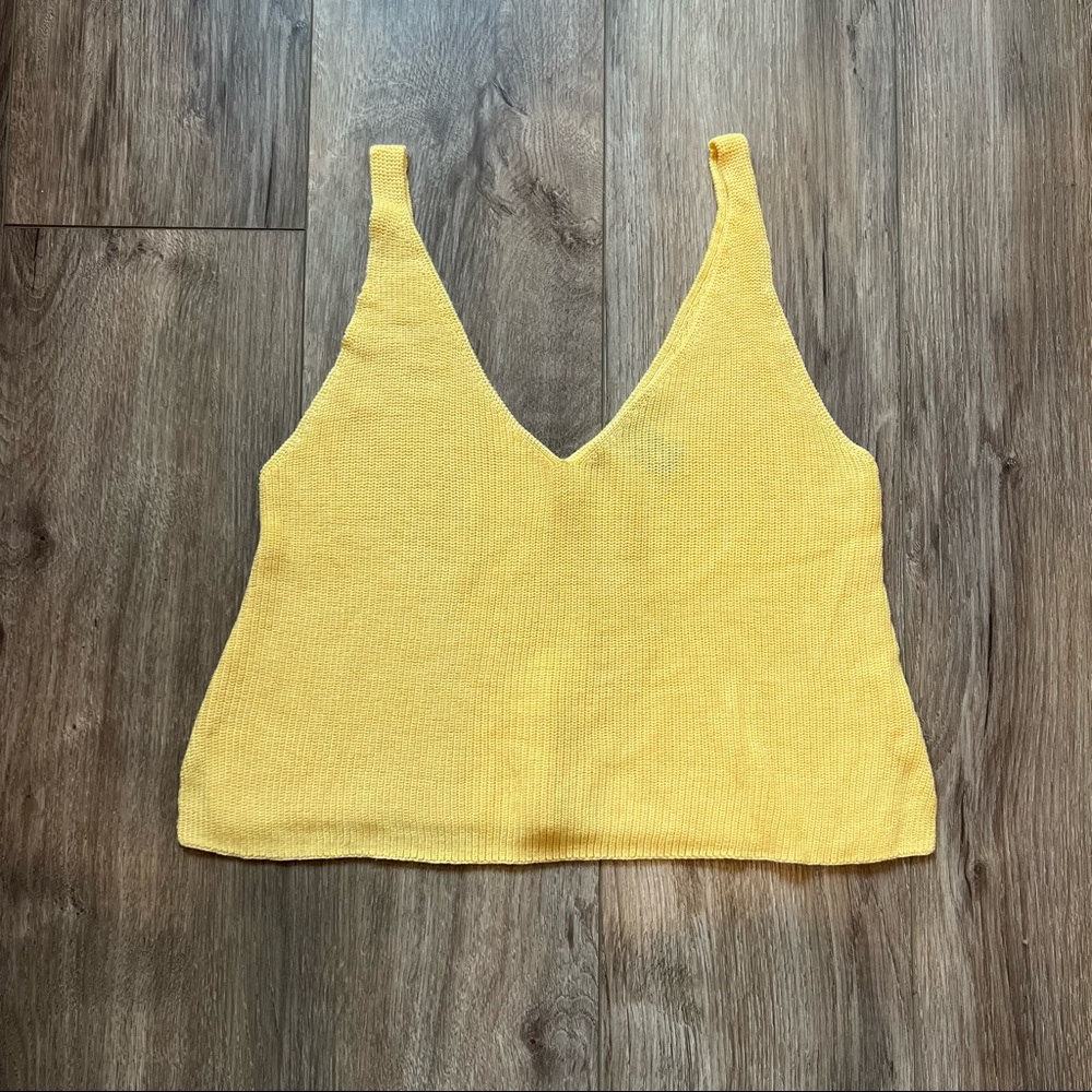 Knit tank top lemon yellow